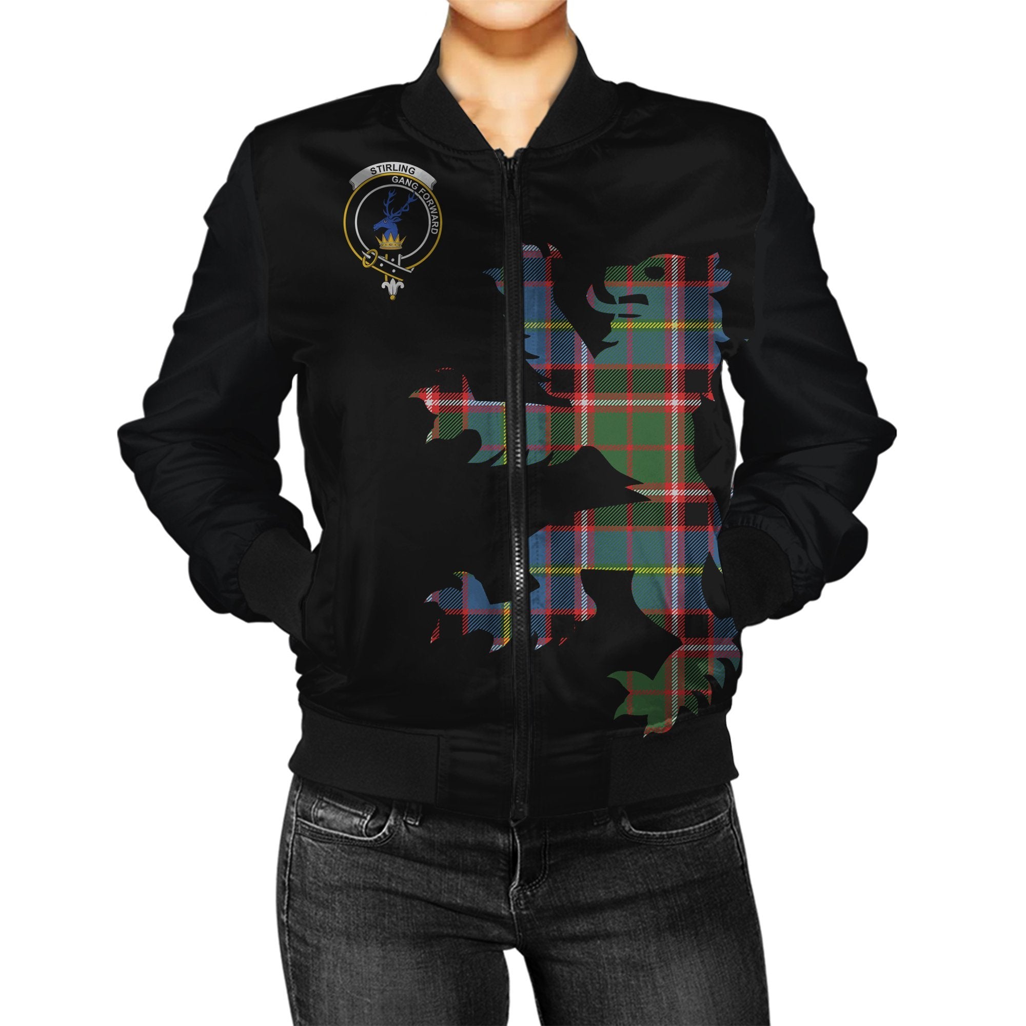 Stirling (of Cadder-Present Chief) Tartan Bomber Jacket Lion & Thistle