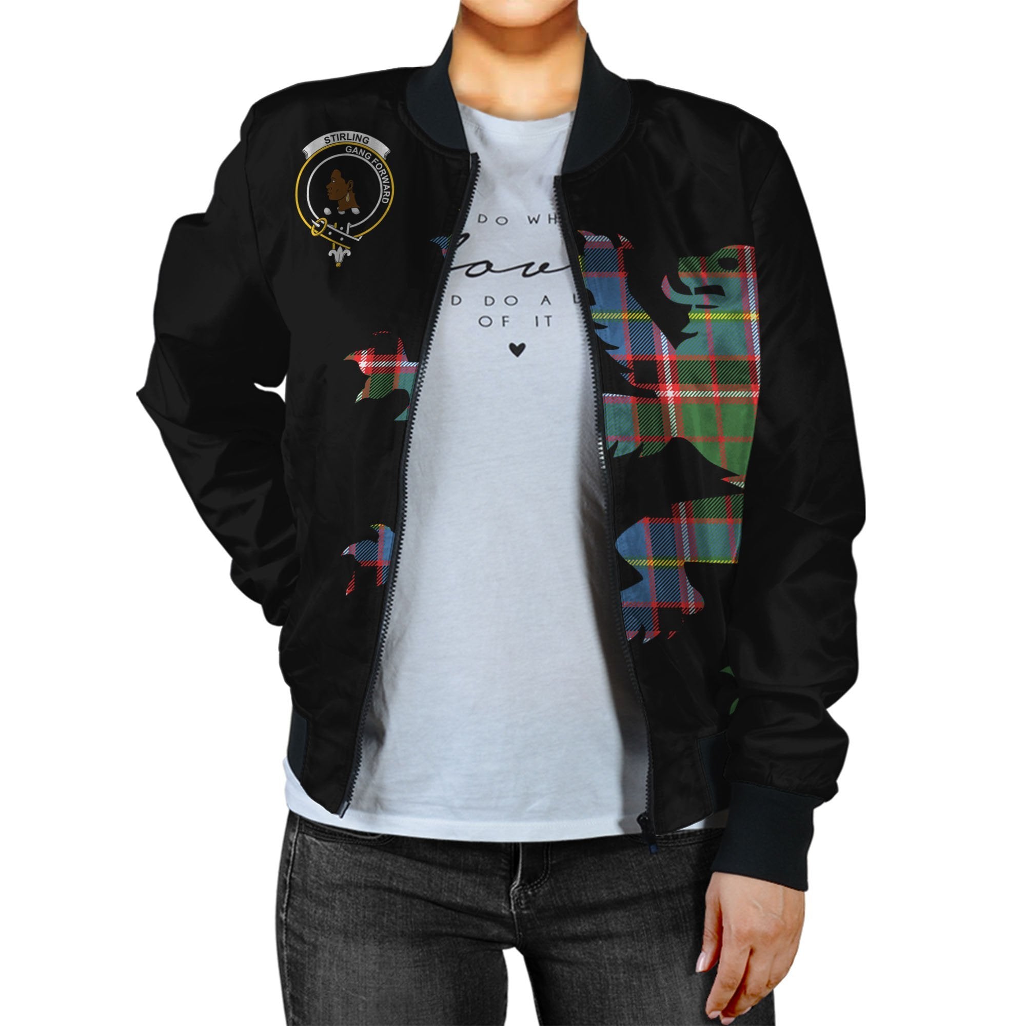 Stirling (of Keir) Tartan Bomber Jacket Lion & Thistle