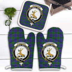 Strachan Tartan Crest Oven Mitt And Pot Holder (2 Oven Mitts + 1 Pot Holder)