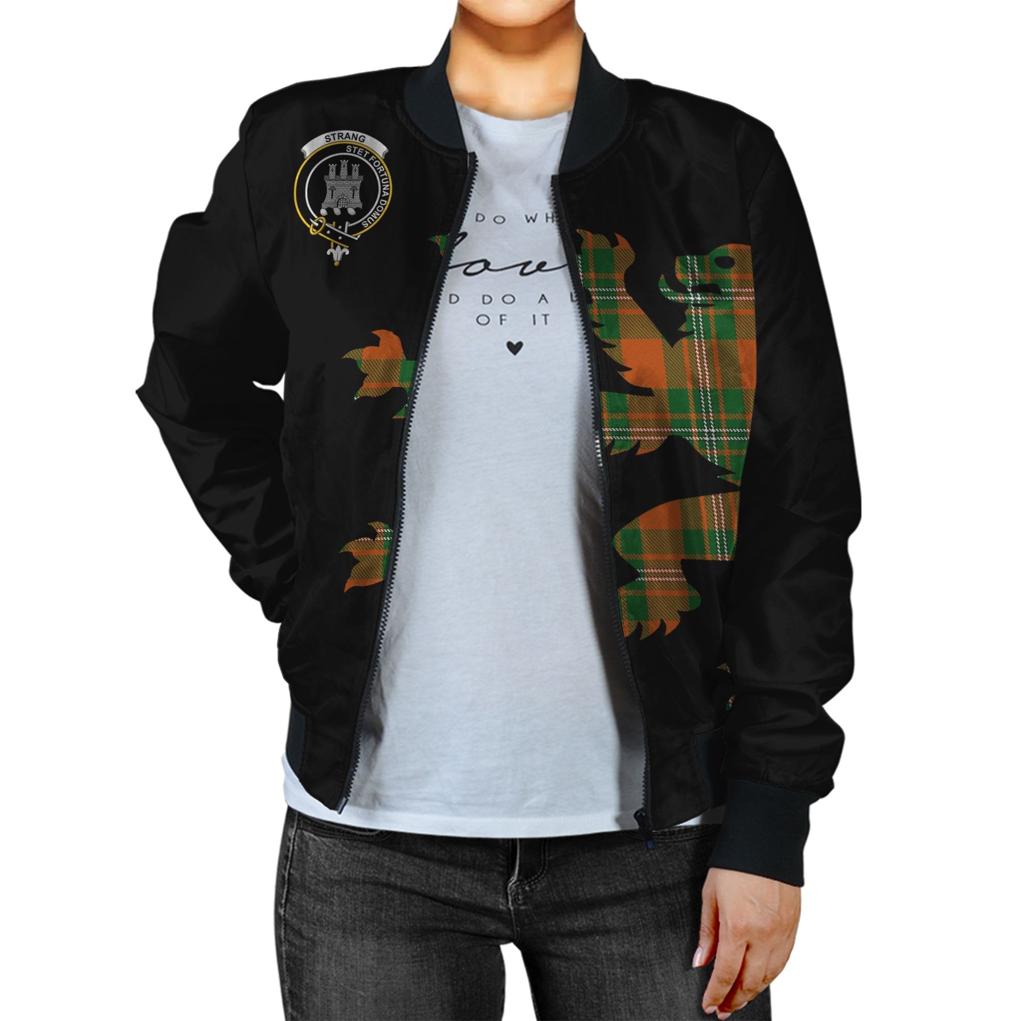 Strang (or Strange) Tartan Bomber Jacket Lion & Thistle