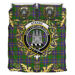 Strange of Balkaskie Tartan Crest Bedding Set - Golden Thistle Style