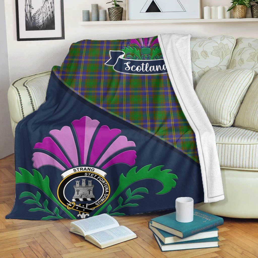 Strange (or Strang) Tartan Crest Premium Blanket - Thistle Style