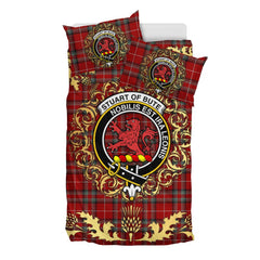 Stuart of Bute Tartan Crest Bedding Set - Golden Thistle Style