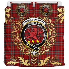 Stuart of Bute Tartan Crest Bedding Set - Golden Thistle Style