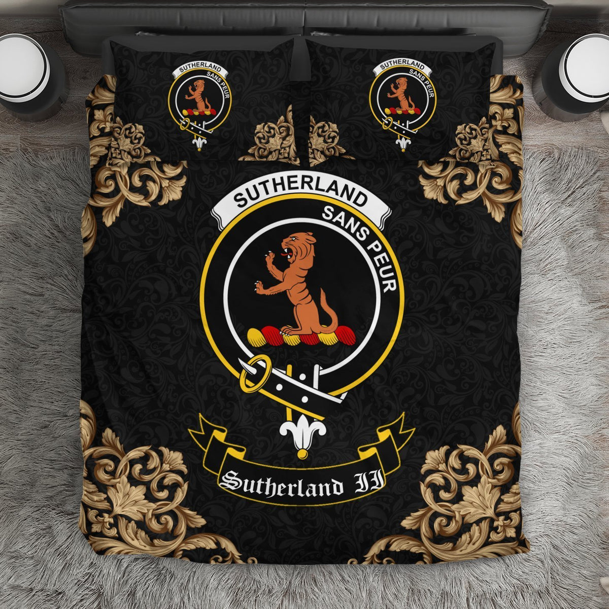 Sutherland II Crest Black Bedding Set