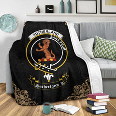 Sutherland I Crest Tartan Premium Blanket Black