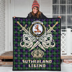 Sutherland Modern Tartan Crest Legend Gold Royal Premium Quilt