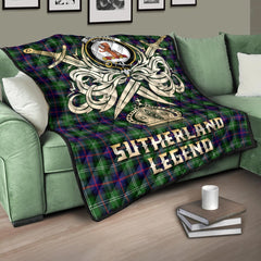Sutherland Modern Tartan Crest Legend Gold Royal Premium Quilt