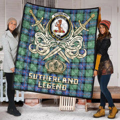 Sutherland Old Ancient Tartan Crest Legend Gold Royal Premium Quilt