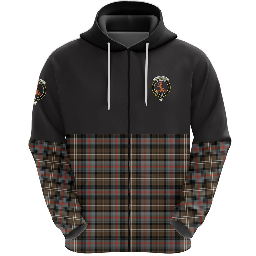 Sutherland Weathered Clan Half Of Tartan Zipper Hoodie