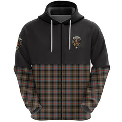 Sutherland Weathered Clan Half Of Tartan Zipper Hoodie