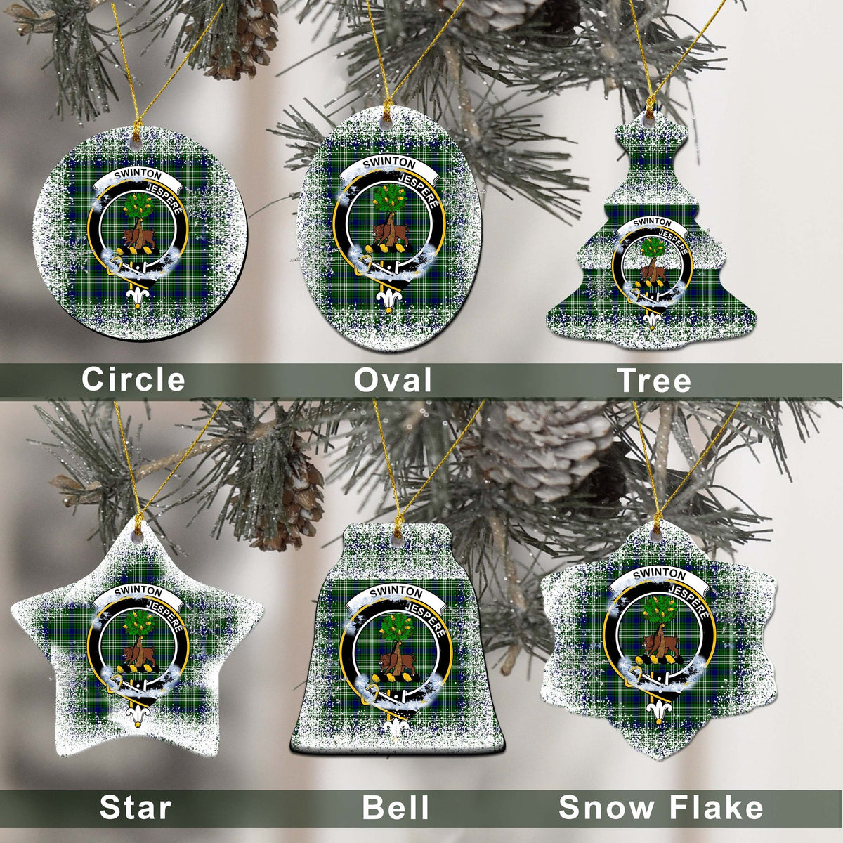 Swinton Tartan Christmas Ceramic Ornament - Snow Style