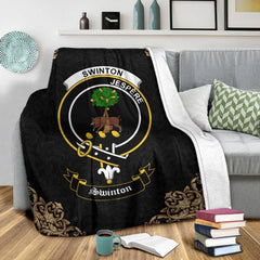 Swinton Crest Tartan Premium Blanket Black