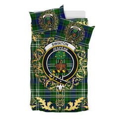 Swinton Tartan Crest Bedding Set - Golden Thistle Style