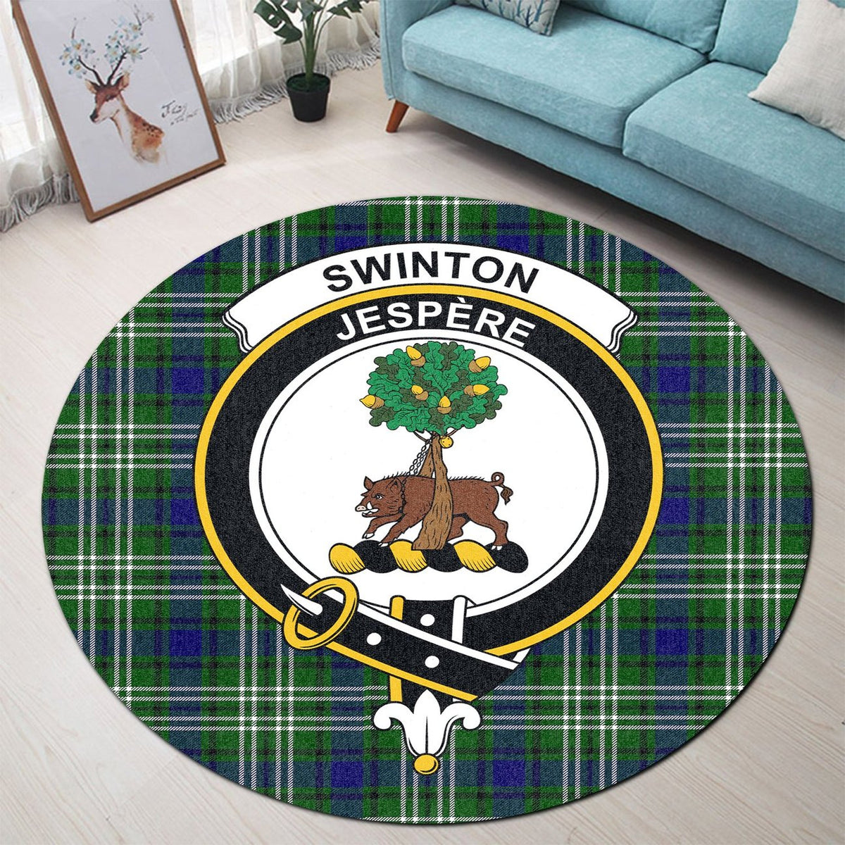 Swinton Tartan Crest Round Rug