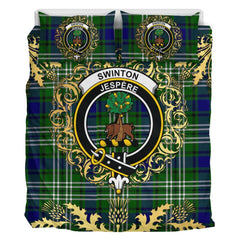 Swinton Tartan Crest Bedding Set - Golden Thistle Style