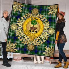 Swinton Tartan Crest Premium Quilt - Gold Thistle Style