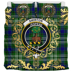 Swinton Tartan Crest Bedding Set - Golden Thistle Style