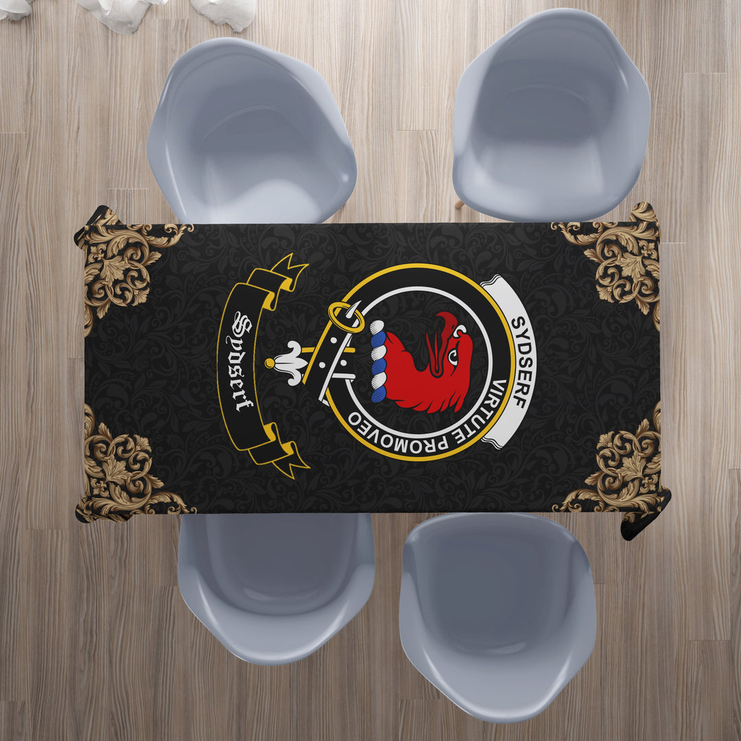 Sydserf (or Sideserf) Crest Tablecloth - Black Style