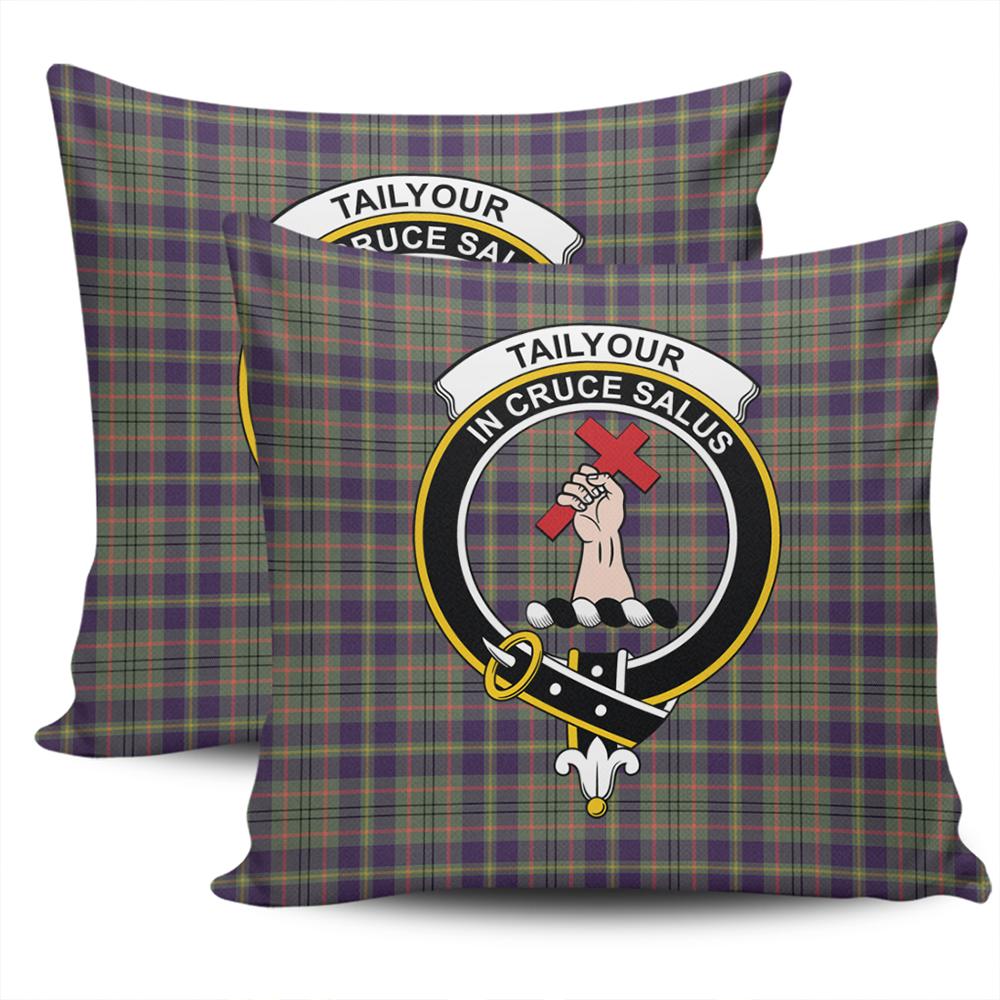 Scottish Tailyour Tartan Crest Pillow Cover - Tartan Cushion Cover