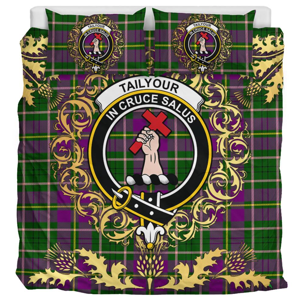 Taylor Tartan Crest Bedding Set - Golden Thistle Style