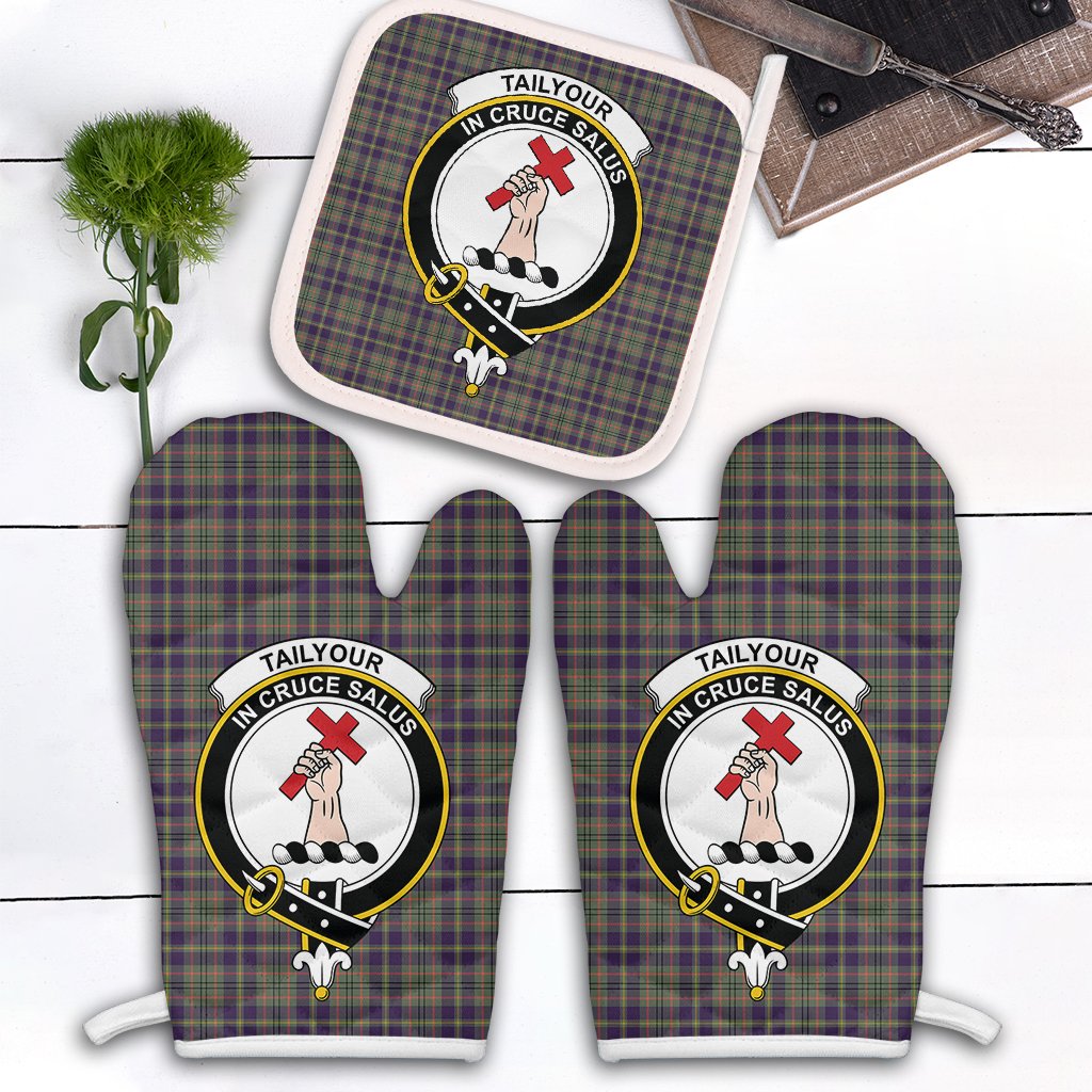 Taylor Weathered Tartan Crest Oven Mitt And Pot Holder (2 Oven Mitts + 1 Pot Holder)