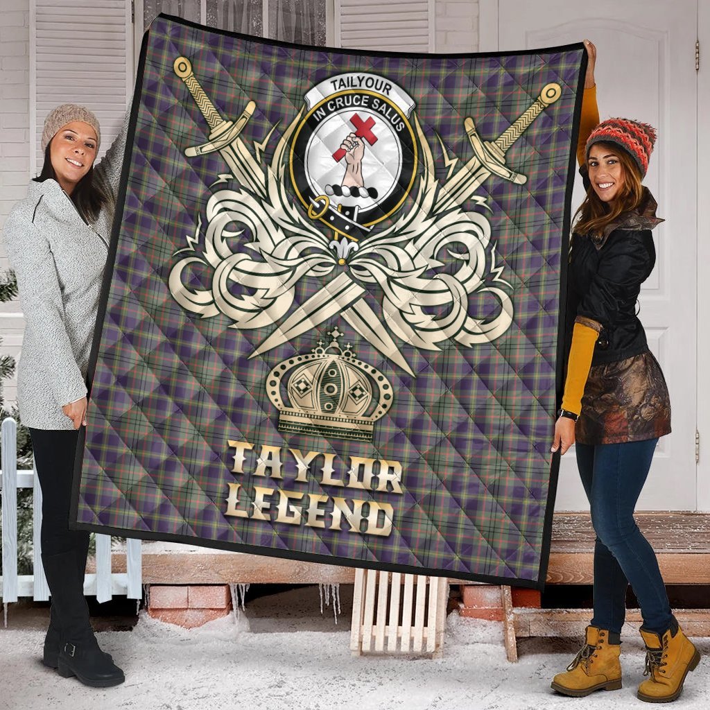 Taylor Weathered Tartan Crest Legend Gold Royal Premium Quilt
