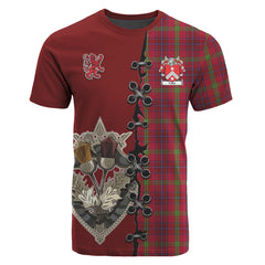 Telfer Tartan T-shirt - Lion Rampant And Celtic Thistle Style