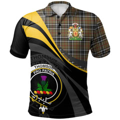 Thomson Camel Tartan Polo Shirt - Royal Coat Of Arms Style