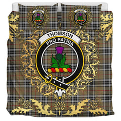 Thomson Camel Tartan Crest Bedding Set - Golden Thistle Style