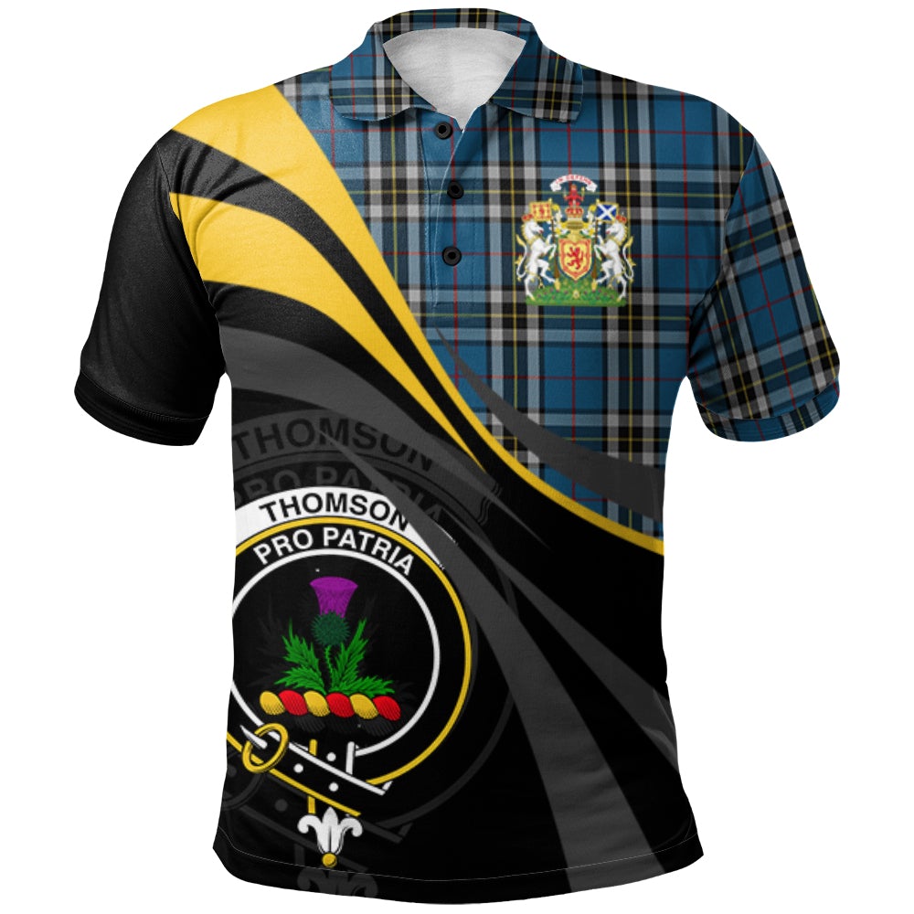 Thomson Dress Blue Tartan Polo Shirt - Royal Coat Of Arms Style