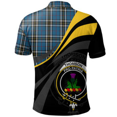 Thomson Dress Blue Tartan Polo Shirt - Royal Coat Of Arms Style