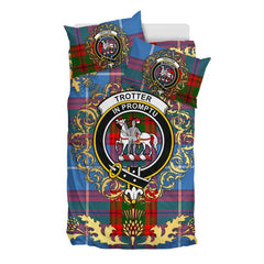 Trotter Tartan Crest Bedding Set - Golden Thistle Style