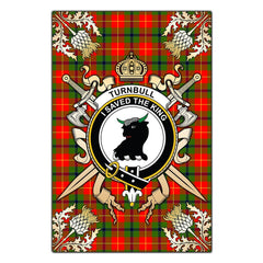 Turnbull Dress Tartan Crest Black Garden Flag - Gold Thistle Style