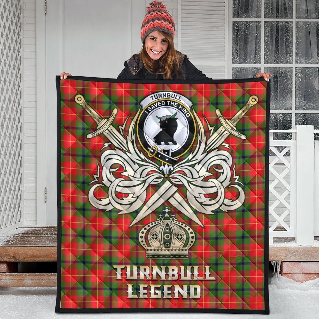 Turnbull Dress Tartan Crest Legend Gold Royal Premium Quilt