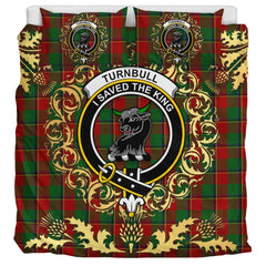 Turnbull Dress Tartan Crest Bedding Set - Golden Thistle Style