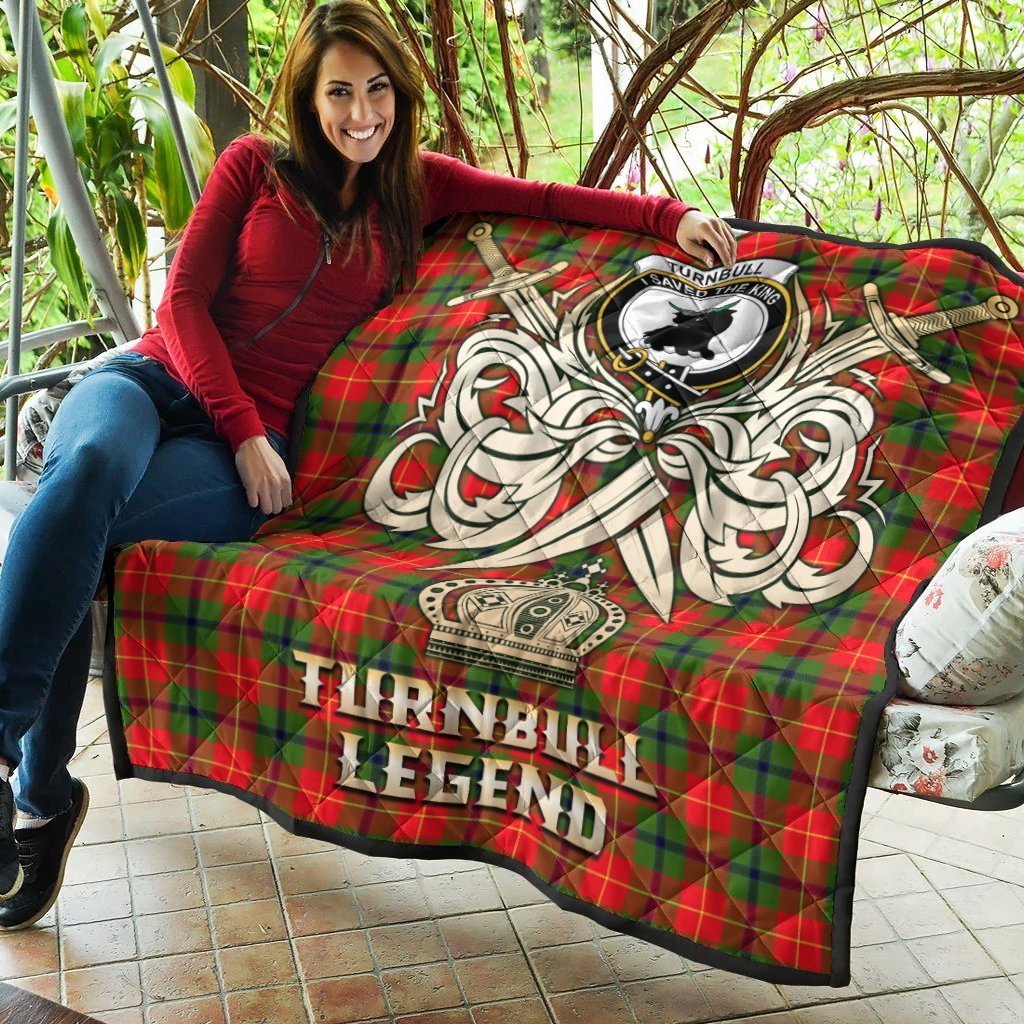 Turnbull Dress Tartan Crest Legend Gold Royal Premium Quilt