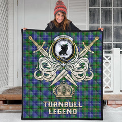 Turnbull Hunting Tartan Crest Legend Gold Royal Premium Quilt