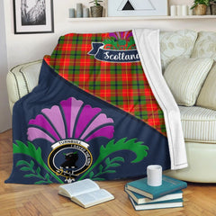 Turnbull Tartan Crest Premium Blanket - Thistle Style