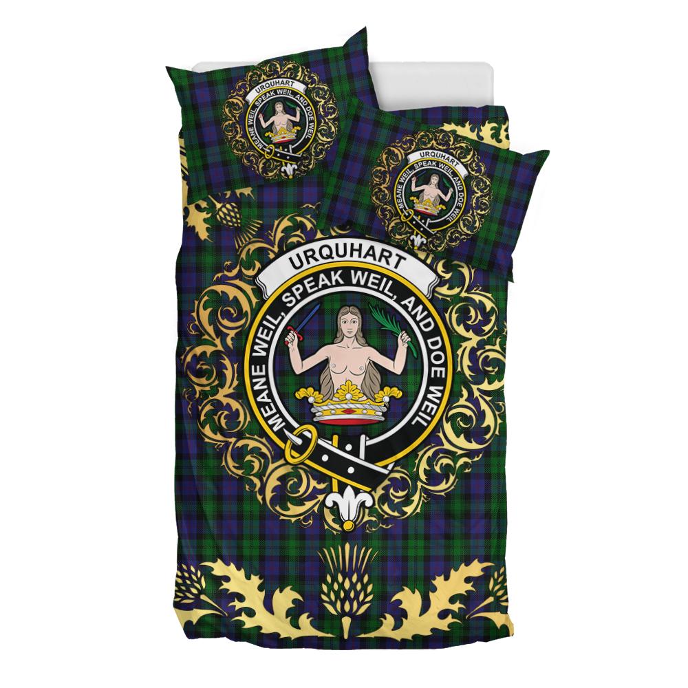 Urquhart 02 Tartan Crest Bedding Set - Golden Thistle Style