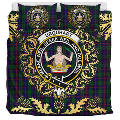 Urquhart Tartan Crest Bedding Set - Golden Thistle Style