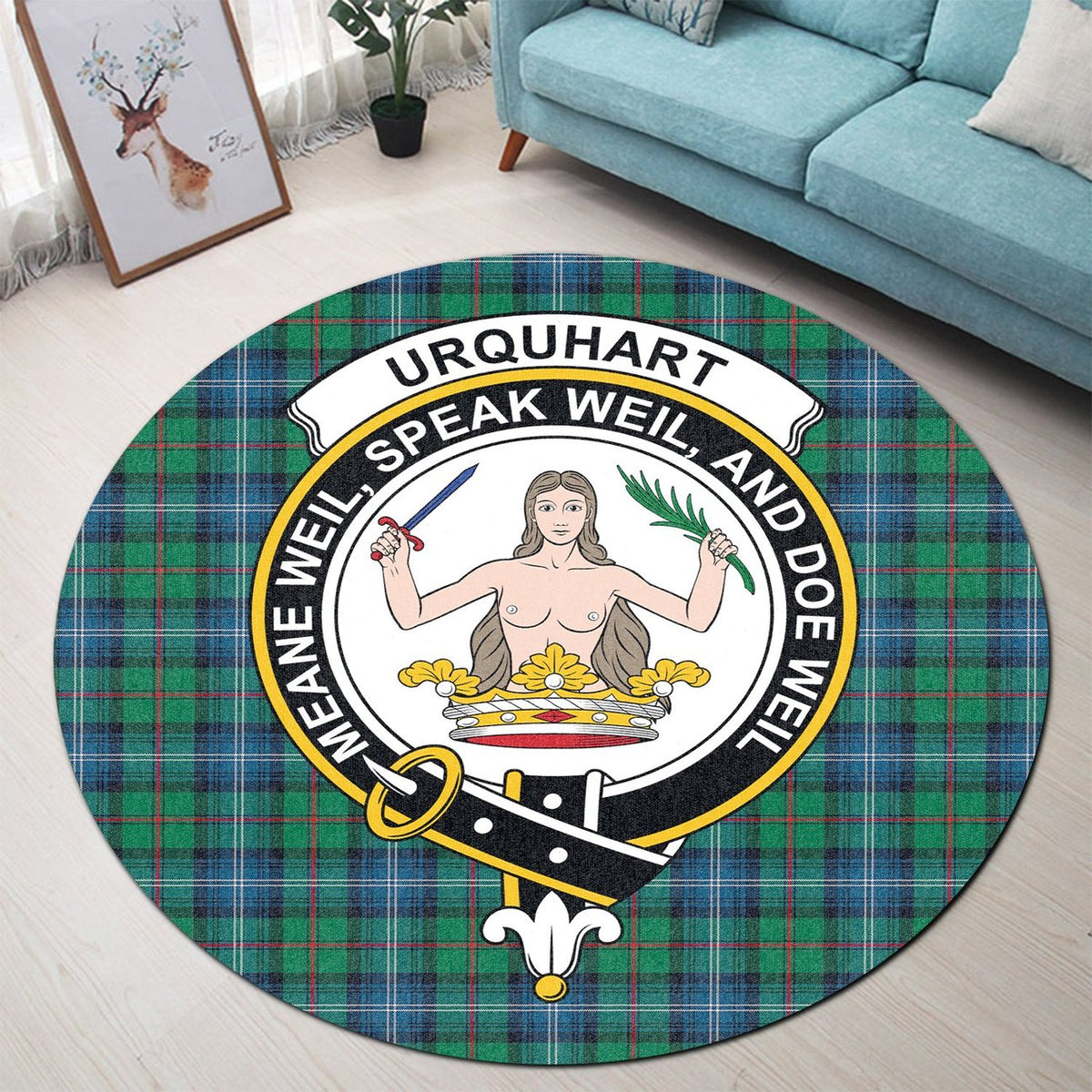Urquhart Ancient Tartan Crest Round Rug