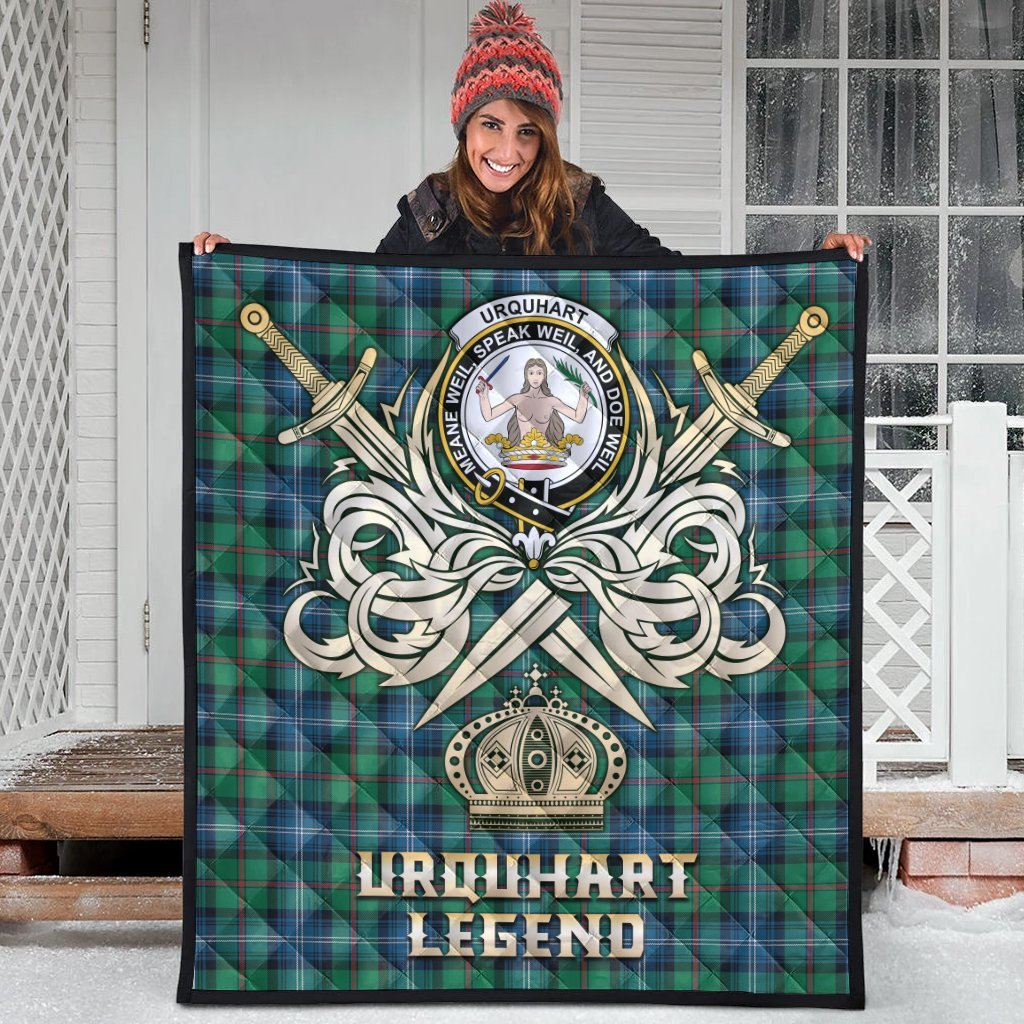 Urquhart Ancient Tartan Crest Legend Gold Royal Premium Quilt