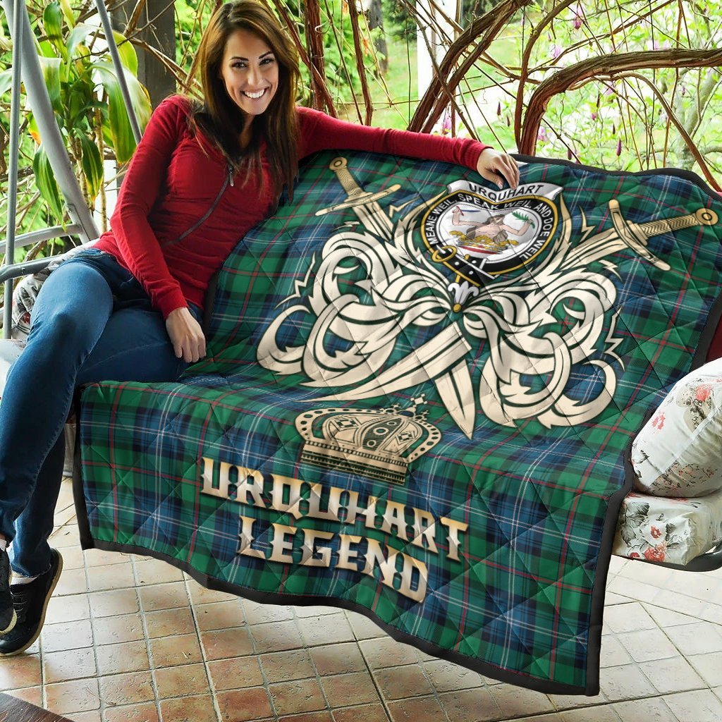 Urquhart Ancient Tartan Crest Legend Gold Royal Premium Quilt