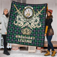 Urquhart Broad Red Ancient Tartan Crest Legend Gold Royal Premium Quilt