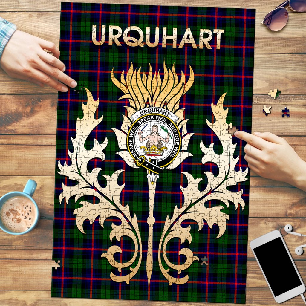 Urquhart Modern Tartan Crest Thistle Jigsaw Puzzles