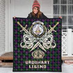 Urquhart Modern Tartan Crest Legend Gold Royal Premium Quilt