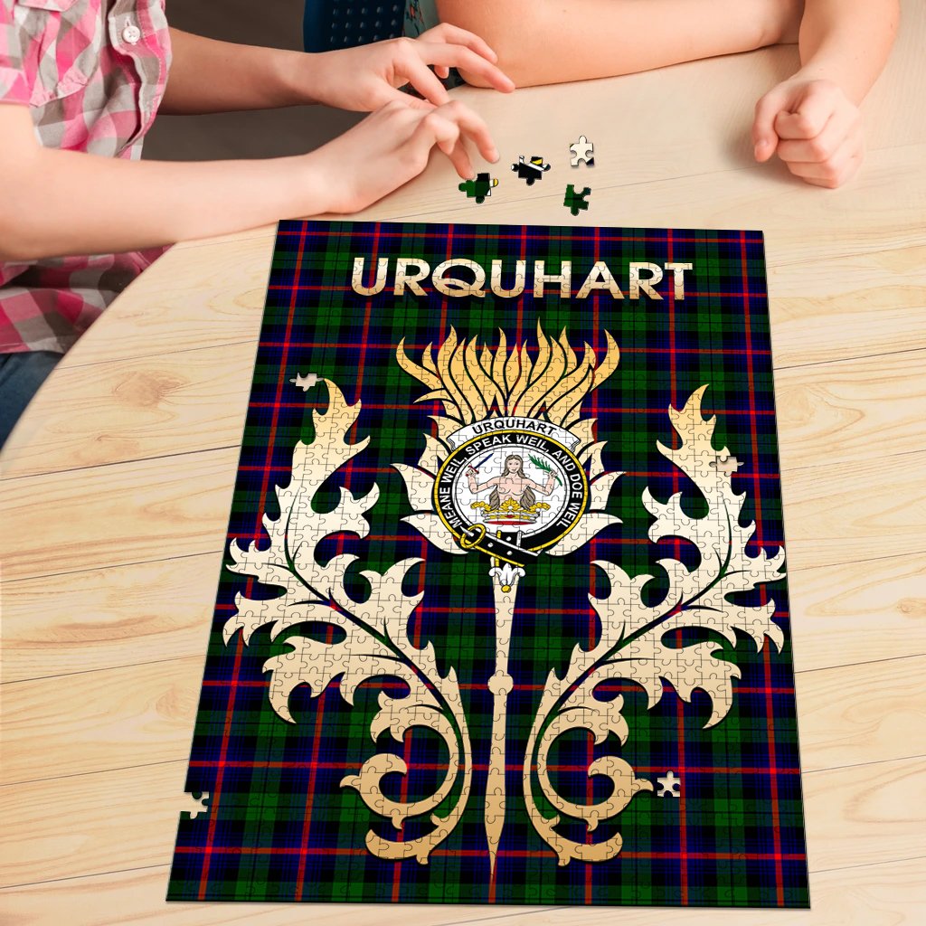 Urquhart Modern Tartan Crest Thistle Jigsaw Puzzles