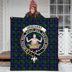 Urquhart White Line Tartan Crest Quilt