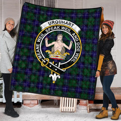 Urquhart White Line Tartan Crest Quilt